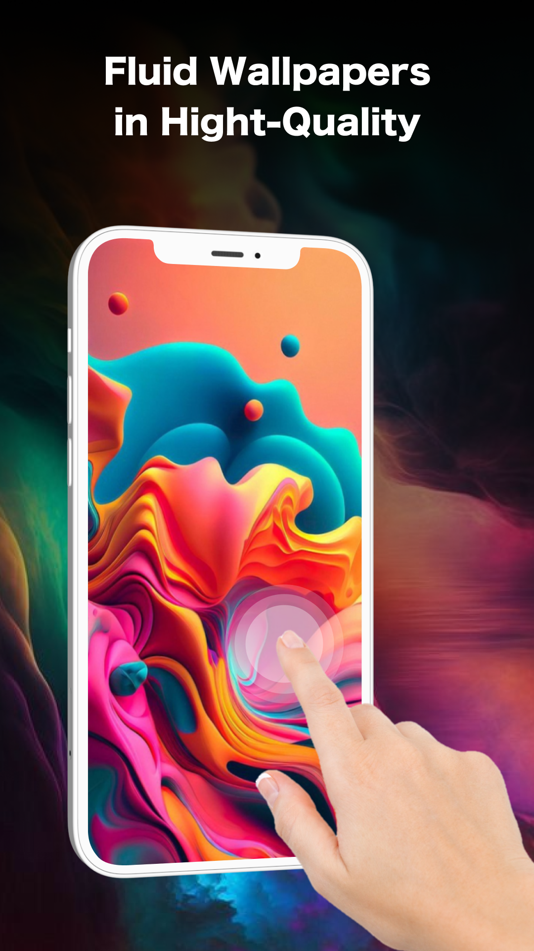 Fluid Wallpaper screen showing colorful fluid motion