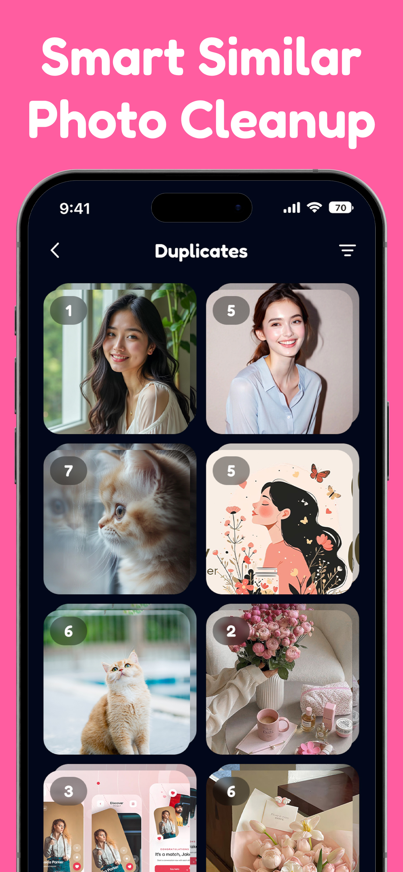 SwipeKeep screen showing storage cleanup progress